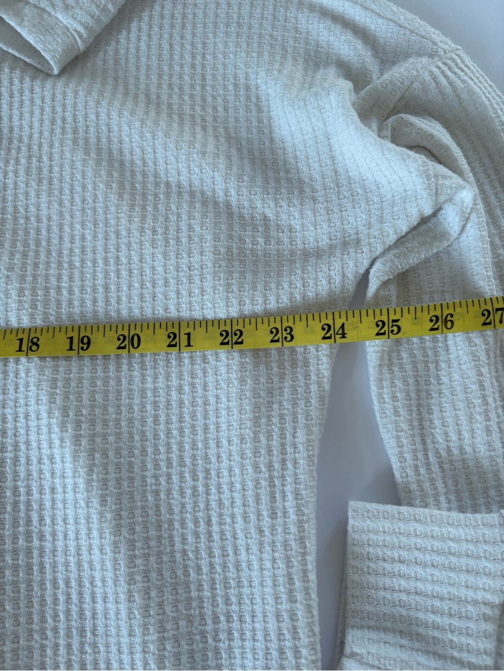 Zenana Outfitters White Thermal Waffle Crewneck Long Sleeve Top L Slouchy Relax - Picture 8 of 9